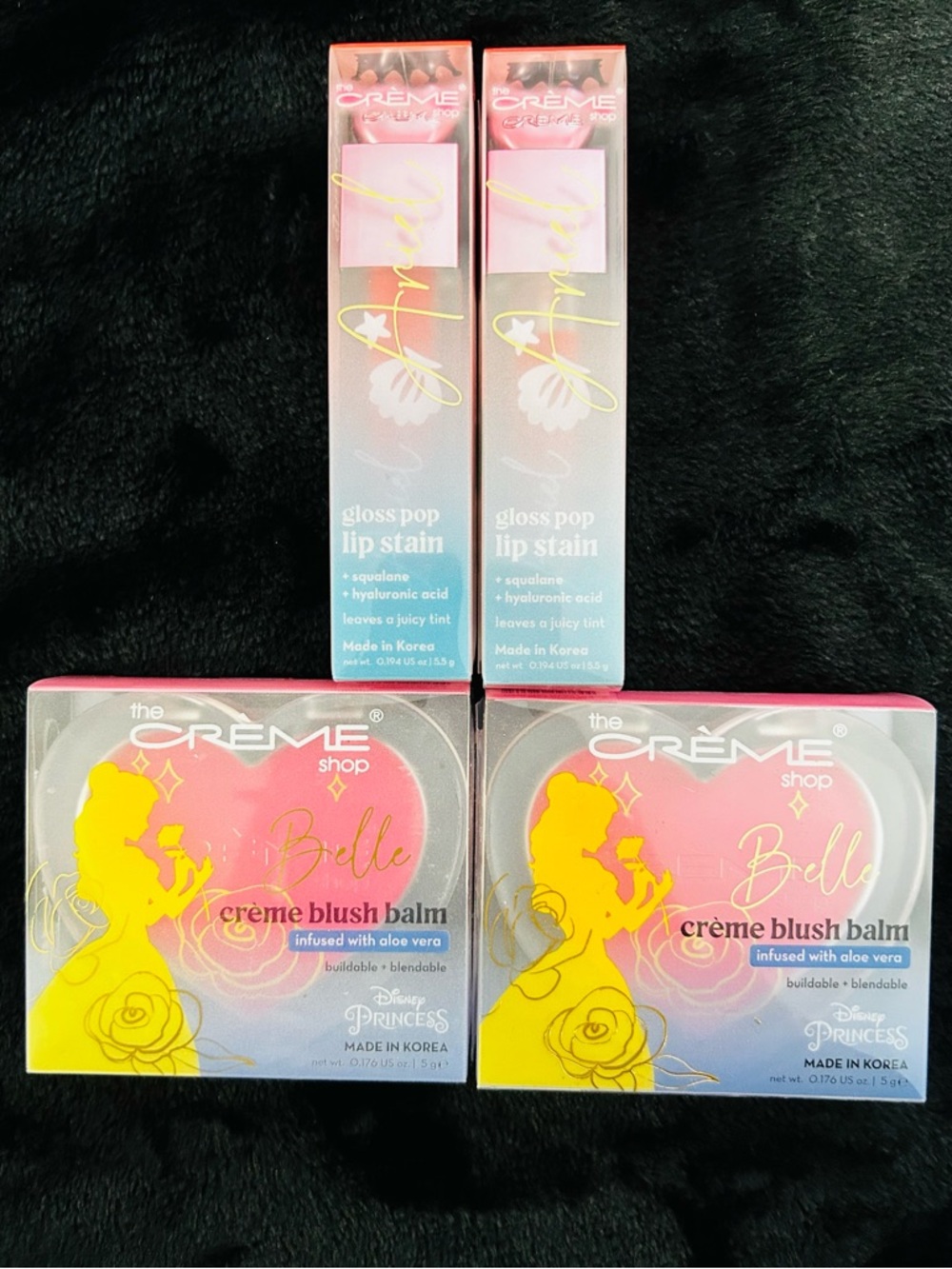 X4 set Belle Crème Blush Balm & Gloss Pop Lip Stain - Pink